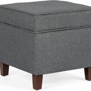 Adeco Chest and Footrest-Square Seat Storage Bench Ottoman, Gray