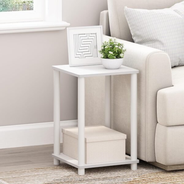 Furinno Turn-N-Tube Haydn End Side Night Stand/Bedside Table, 1-Pack, 2-Tiers, White/White - Image 2