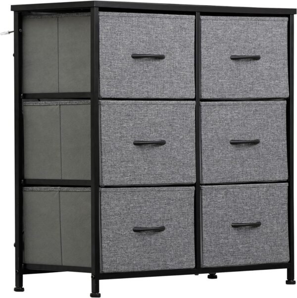 ZENY Fabric Dresser for Bedroom, Storage Dresser with 6 Drawers, Chest of Drawers with Fabric Bins, Storage Drawer Organizer for Closet, Bedroom, Living Room, Hallway, Entryway, Dark Grey