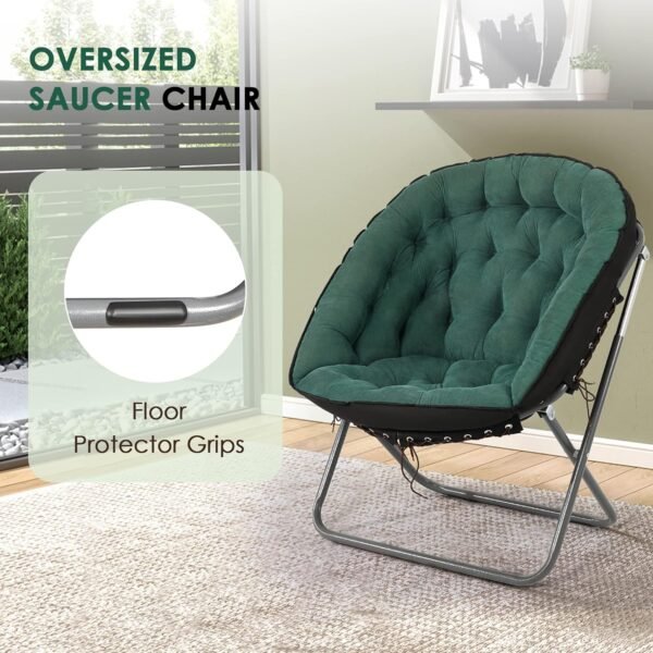 Saucer Chairs for Adults, Oversized 265 lb Saucer Chair for Bedroom, Papasan Chair with Cushion and Frame, Folding Saucer Chair, Moon Chair - Image 5