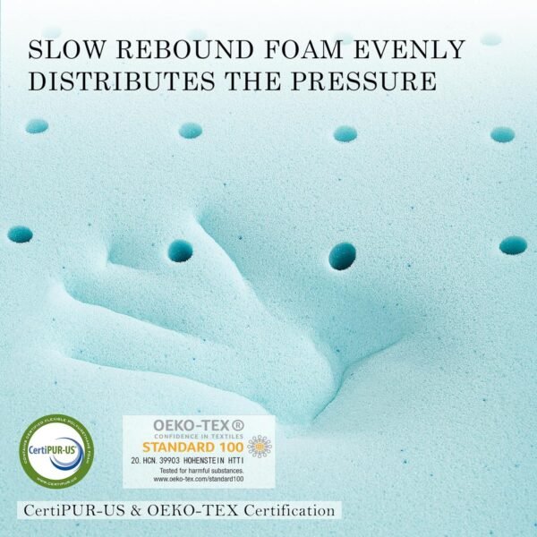 4 Inch Cooling Mattress Topper Twin XL - Memory Foam Mattress Topper - High Density Cooling Mattress Topper - Upgraded Memory Foam Mattress - Soft Bed Topper - CertiPUR-US and OEKO-TEX Certified - Image 4