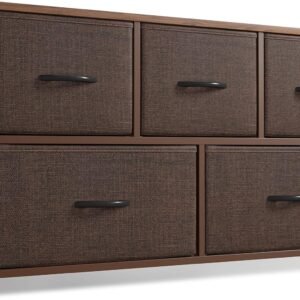 Cubiker Dresser Storage 5-2 Drawer Chest- DI (Brown, Small)