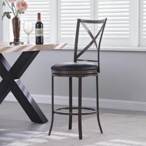 FirsTime & Co. Dark Brown Layton Swivel Counter Stool, Counter Height Stool for Kitchen, Metal and Fabric, Traditional, 16 x 16 x 39 inches