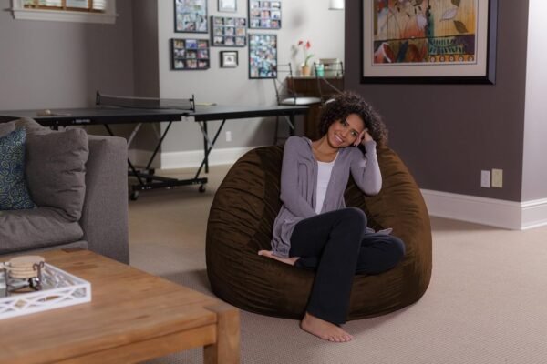 Sofa Sack - Plush, Ultra Soft Bean Bag Chair - Memory Foam Bean Bag Chair with Microsuede Cover - Stuffed Foam Filled Furniture and Accessories for Dorm Room - Chocolate 4' - Image 3
