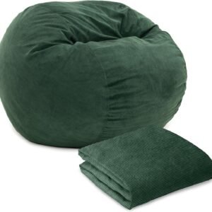 CordaRoy’s Corduroy Bean Bag Cover (Bean Bag Sold Separately) – Cover for Convertible Bean Bag Chair & Bed – Machine-Washable Corduroy Fabric – for Basement, Living Room, Dorm – Full – Rainforest