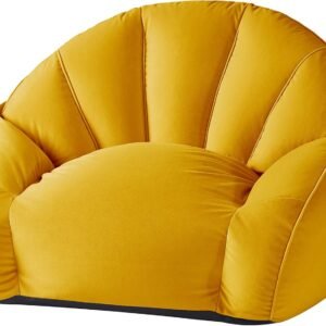 Urban Shop Upholstered Velvet Plush Bean Bag Sofa Chair for Kids, Teens, and Adults, Large, Yellow
