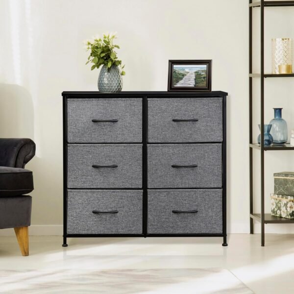 ZENY Fabric Dresser for Bedroom, Storage Dresser with 6 Drawers, Chest of Drawers with Fabric Bins, Storage Drawer Organizer for Closet, Bedroom, Living Room, Hallway, Entryway, Dark Grey - Image 9