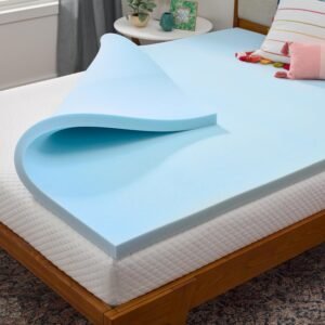 LINENSPA Memory Foam Mattress Topper – 2 Inch Gel Infused Memory Foam – Plush Feel – Cooling and Pressure Relieving – CertiPUR Certified – Dorm Room Essentials – Twin XL Size