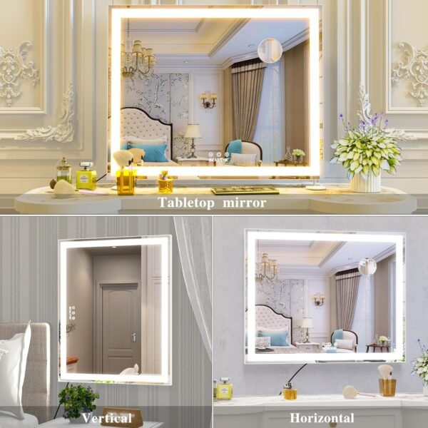 BEAUTME Vanity Mirror with Lights for Tabletop,Hollywood Lighted Makeup Mirror for Dressing Room & Bedroom,Big Desk Mirror Vanity (600×507×150mm) - Image 5