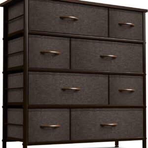 Sorbus Dresser for Bedroom with 8 Drawers – Tall Chest Storage Tower Unit, for Closet, Hallway, Nursery, Entryway Organization – Steel Frame, Wood Top (Brown)