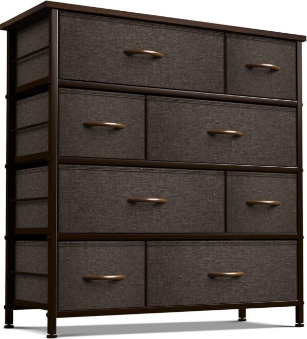 Sorbus Dresser for Bedroom with 8 Drawers - Tall Chest Storage Tower Unit, for Closet, Hallway, Nursery, Entryway Organization - Steel Frame, Wood Top (Brown)