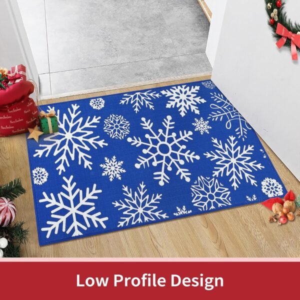 CAROMIO Door Mat Christmas Indoor Outdoor Doormat Front Door Mats Xmas Welcome Doormat Non-Slip Entry Door Rugs Washable Floor Mats for Bedroom Living Room Kitchen Nursery, 17" x 29" Blue - Image 6