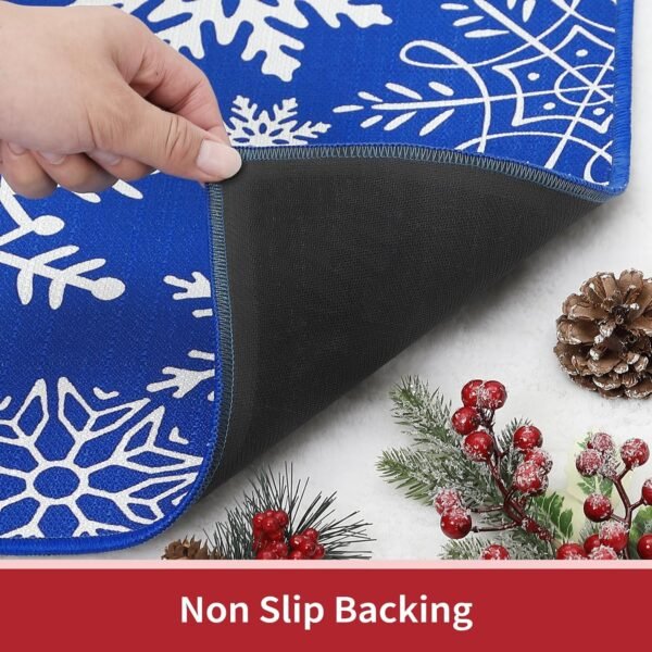CAROMIO Door Mat Christmas Indoor Outdoor Doormat Front Door Mats Xmas Welcome Doormat Non-Slip Entry Door Rugs Washable Floor Mats for Bedroom Living Room Kitchen Nursery, 17" x 29" Blue - Image 3