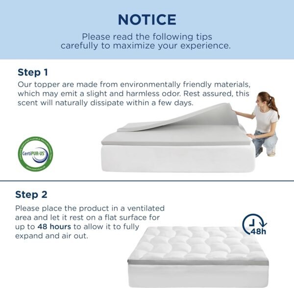 Bedsure Twin XL 4.5 Inch Memory Foam Mattress Topper for College Dorm, Dual Layer 2.5" Gel Memory Foam and 2" Waterproof Mattress Pad Dorm Room Essential, Extra Long Twin Pillow Top for Back Pain - Image 7