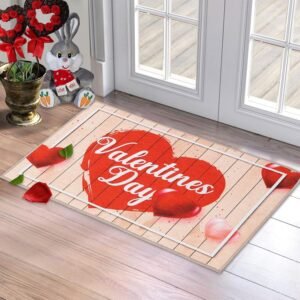Valentine’s Day Doormat Non Slip Outdoor Indoor Welcome Doormat Farmhouse Front Door Decoration Mat Entry Way Floor Mats for Patio Sink, 17″ x 29″