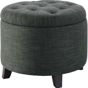 Convenience Concepts Designs4Comfort Storage Ottoman, Dark Charcoal Gray Fabric