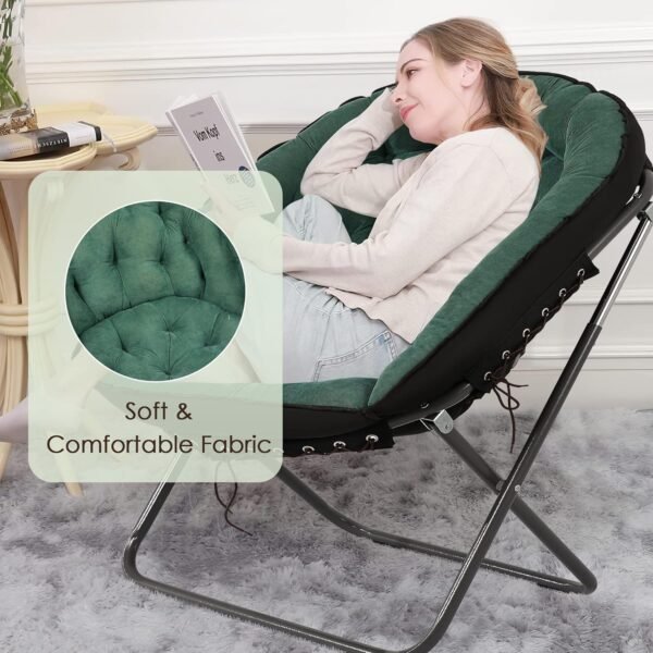 Saucer Chairs for Adults, Oversized 265 lb Saucer Chair for Bedroom, Papasan Chair with Cushion and Frame, Folding Saucer Chair, Moon Chair - Image 6