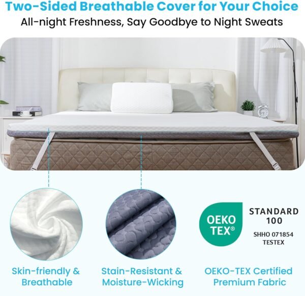 3 Inch Firm Twin XL Mattress Topper for College Dorm, Re:flip Memory Foam Bed Topper with Soft & Firm Options for Pain Relief, Mattress Topper with 2-Sided Cover, CertiPUR Certified, Dorm Bed - Image 6