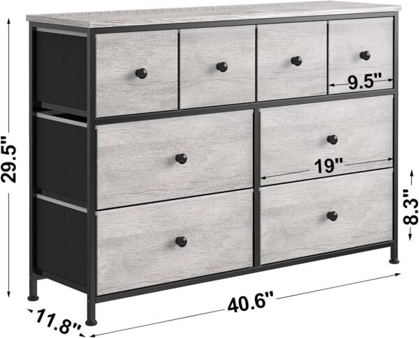 REAHOME 8 Drawer Dresser for Bedroom Faux Leather Chest of Drawers Closets Large Capacity Organizer Tower Steel Frame Wooden Top Living Room Entryway Office (Dark Taupe) - Image 3