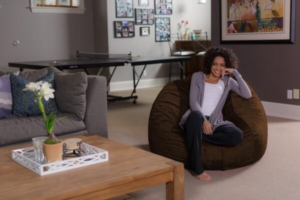Sofa Sack - Plush, Ultra Soft Bean Bag Chair - Memory Foam Bean Bag Chair with Microsuede Cover - Stuffed Foam Filled Furniture and Accessories for Dorm Room - Chocolate 4' - Image 2