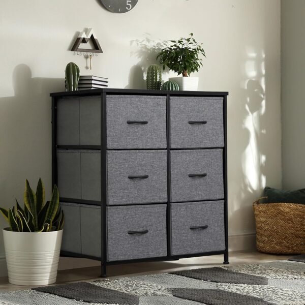 ZENY Fabric Dresser for Bedroom, Storage Dresser with 6 Drawers, Chest of Drawers with Fabric Bins, Storage Drawer Organizer for Closet, Bedroom, Living Room, Hallway, Entryway, Dark Grey - Image 2