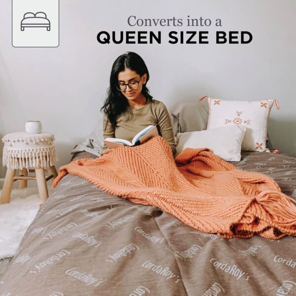 CordaRoy's Chenille Bean Bag - Convertible Bean Bag Chair & Bed - Machine-Washable Chenille Fabric Cover - for Basement, Living Room, Game Room, Dorm & More - Queen Size - Very Peri Purple - Image 7