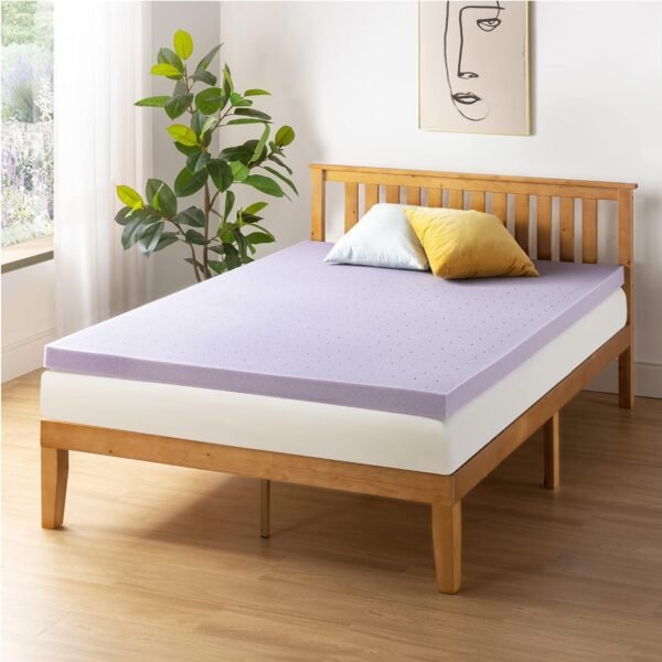 Mellow 3 Inch Ventilated Memory Foam Mattress Topper, Soothing Lavender Infusion, Twin - Image 2
