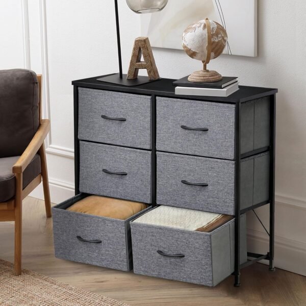 ZENY Fabric Dresser for Bedroom, Storage Dresser with 6 Drawers, Chest of Drawers with Fabric Bins, Storage Drawer Organizer for Closet, Bedroom, Living Room, Hallway, Entryway, Dark Grey - Image 4