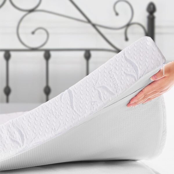 2 Inch Memory Foam Mattress Topper Twin XL, Dual Layer Bamboo Charcoal Bed Topper, Non-Slip Design with Removable Bamboo Knit Cover, Dorm Room Essentials, CertiPUR-US Certified