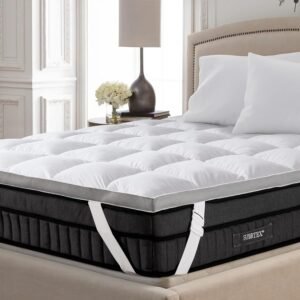 subrtex Feather Mattress Topper Twin XL, Bed Mattress Topper, Breathable Mattress Pad Overfilled with Soft White Goose Down (39″x80″)