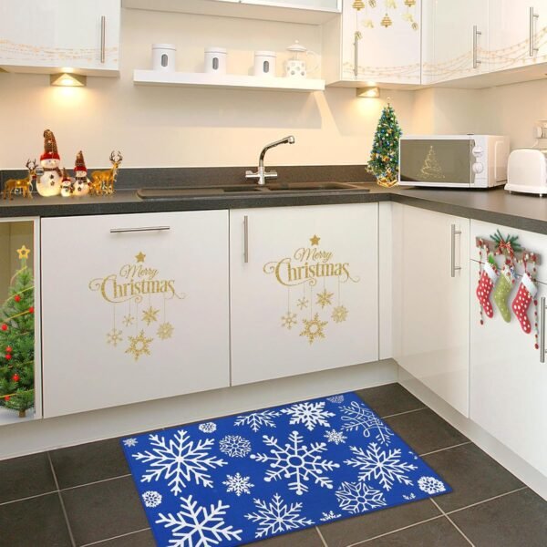 CAROMIO Door Mat Christmas Indoor Outdoor Doormat Front Door Mats Xmas Welcome Doormat Non-Slip Entry Door Rugs Washable Floor Mats for Bedroom Living Room Kitchen Nursery, 17" x 29" Blue - Image 8