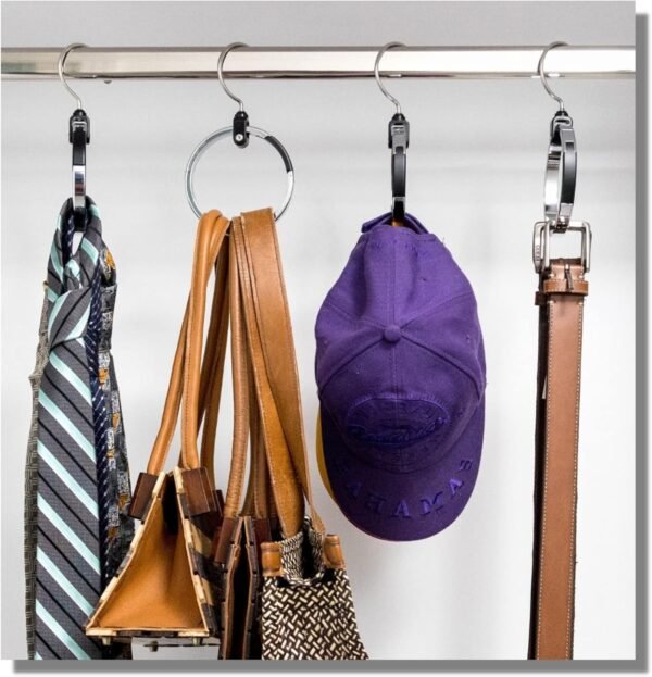 Multipurpose Closet Hanger Organizer ROLLY HANGER Great Space Saver Cut Clutter in The Closet Ideal Organizer for Belts, Baseball Hats, Ties, Scarves, Purses and Much More Versatile Hanger - Image 5