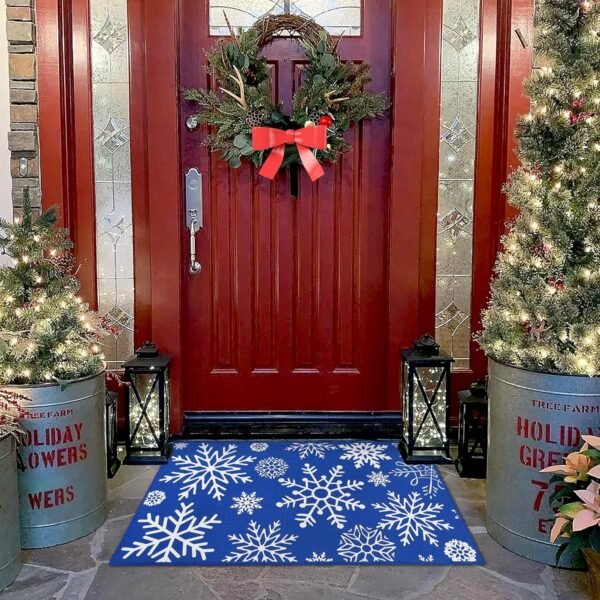 CAROMIO Door Mat Christmas Indoor Outdoor Doormat Front Door Mats Xmas Welcome Doormat Non-Slip Entry Door Rugs Washable Floor Mats for Bedroom Living Room Kitchen Nursery, 17" x 29" Blue - Image 7