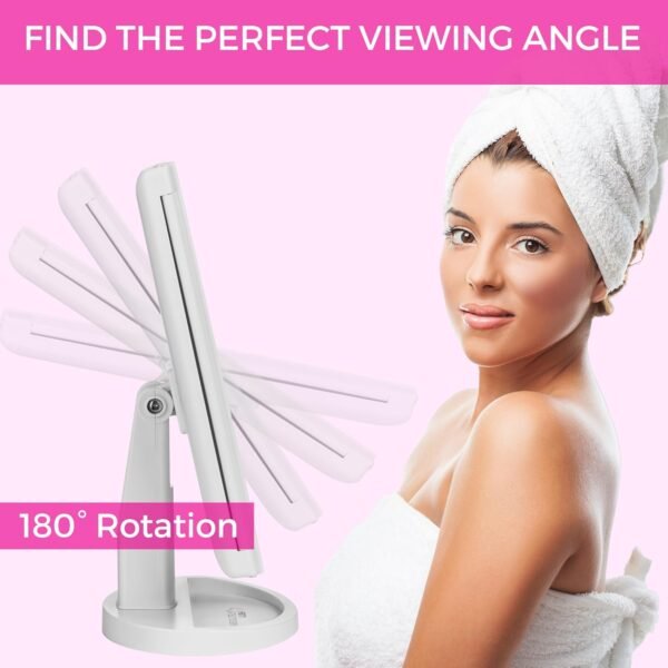 Trifold Vanity Mirror with Lights | LED Makeup Mirror with Lights and Touch Screen Dimming - 1x 2x 3x Magnification - Portable Lighted Makeup Mirror | Great Vanity Mirror with Lights - Image 4