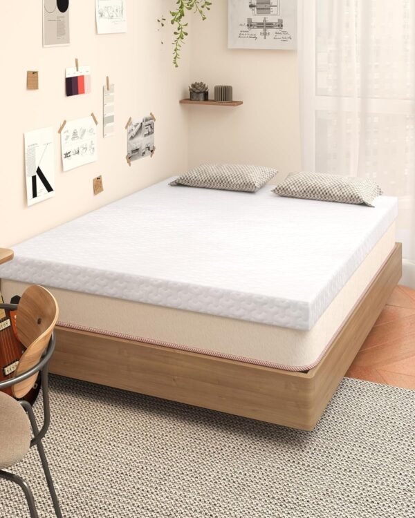 [Twin XL] Mattress Topper, 4" Mattress Topper Twin Extra Long, Memory Foam Mattress Topper Twin XL for College Dorm with Removable Cover and Straps, White