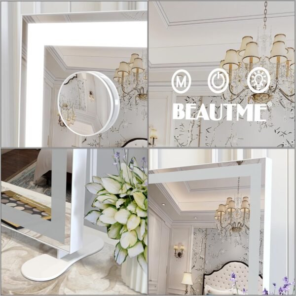 BEAUTME Vanity Mirror with Lights for Tabletop,Hollywood Lighted Makeup Mirror for Dressing Room & Bedroom,Big Desk Mirror Vanity (600×507×150mm) - Image 9