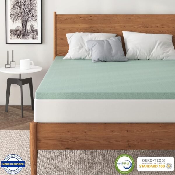 NapQueen 3 Inch Ventilated Green Tea Memory Foam Mattress Topper, Chic Green, CertiPUR-US Certified, Twin-XL - Image 11