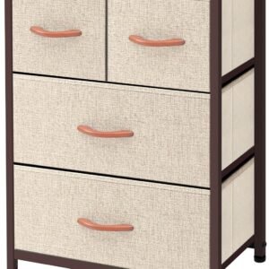 AZL1 Life Concept Dresser Storage Furniture Organizer-Large Standing Chest for Bedroom, Office, Entryway, Living Room and Closet-4 Removable Fabric Drawers, Beige
