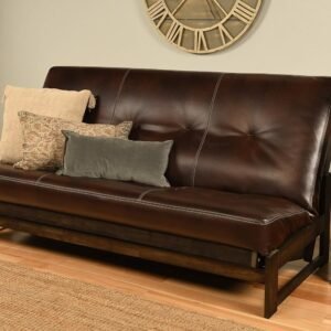 Kodiak Furniture Aspen Futon with Faux Leather Mattress in Java Brown
