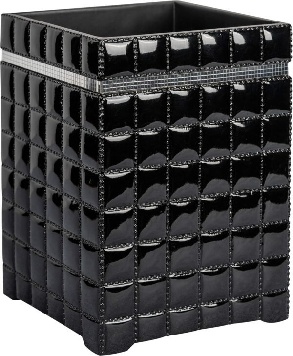 nu steel GB8H Giraffe Collection Wastebasket, Square Vintage Trash Can for Bathroom, Bedroom, Dorm, College, Office, 7.3" x 10" x 7.3", Resin with Black Finish - Image 2