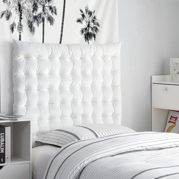 DormCo Rainha Cushion Tufted College Headboard - White Velvet - Image 9