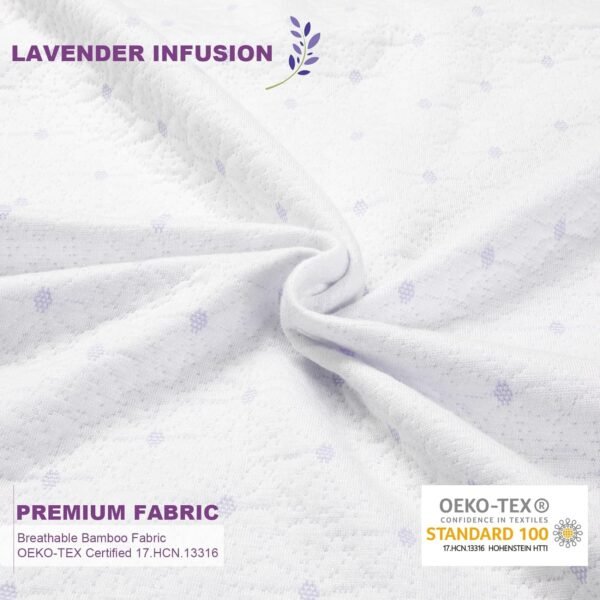 4 Inch Twin XL Mattress Topper Cover, Lavender Infused Bamboo Zippered Cover for Mattress Topper, Twin Extra Long Adjustable Straps, Removable and Washable - Image 2