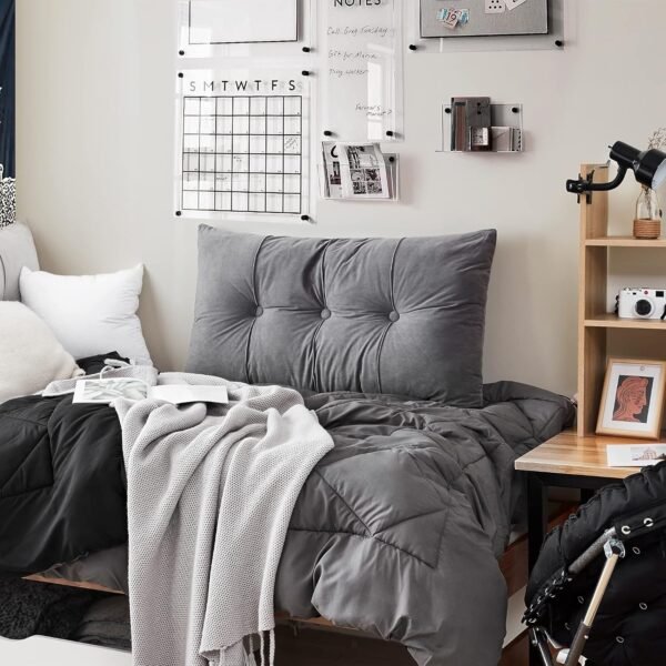 Rainha - Plush Tufted College Headboard - Dark Gray - Image 4