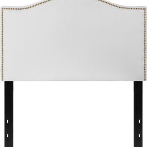 Flash Furniture Lexington Upholstered Twin Size Headboard with Accent Nail Trim in White Fabric
