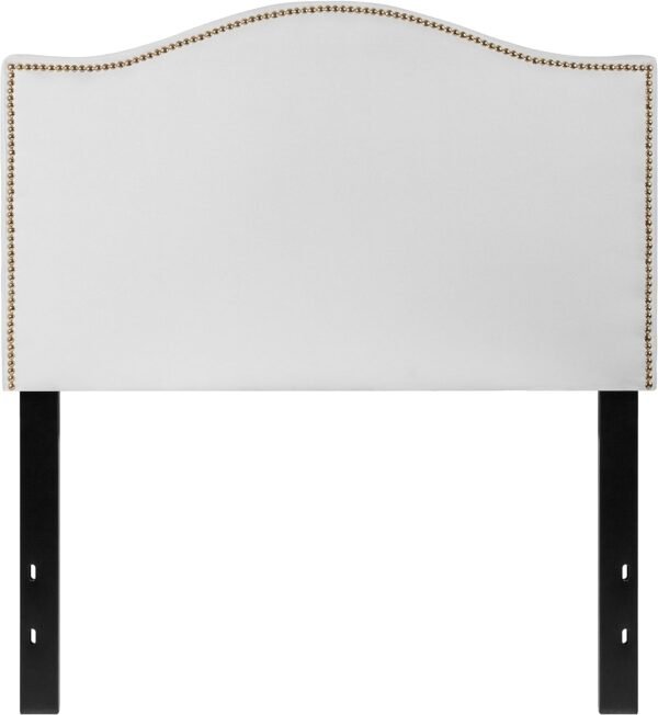 Flash Furniture Lexington Upholstered Twin Size Headboard with Accent Nail Trim in White Fabric