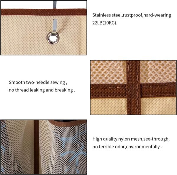KEEPJOY Over The Door Shoe Organizer,Hanging Shoe Organizer 12 Mesh Pockets Shoe Organizer for Closet,Works Well for Men and Woman Kids Shoes Storage, 57.5×12.6inch(Beige) - Image 7