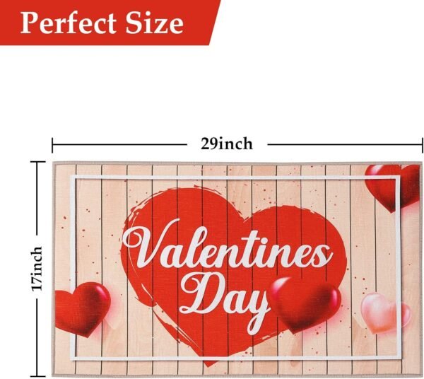 Valentine's Day Doormat Non Slip Outdoor Indoor Welcome Doormat Farmhouse Front Door Decoration Mat Entry Way Floor Mats for Patio Sink, 17" x 29" - Image 2