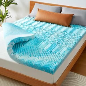 PERLECARE 3-Inch 7-Zone Twin XL Memory Foam Mattress Topper, Cooling Gel Mattress Topper with Airflow Channels, CertiPUR-US Certified Cooling Mattress Topper for Body Pressure Relief