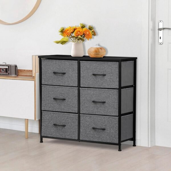ZENY Fabric Dresser for Bedroom, Storage Dresser with 6 Drawers, Chest of Drawers with Fabric Bins, Storage Drawer Organizer for Closet, Bedroom, Living Room, Hallway, Entryway, Dark Grey - Image 5
