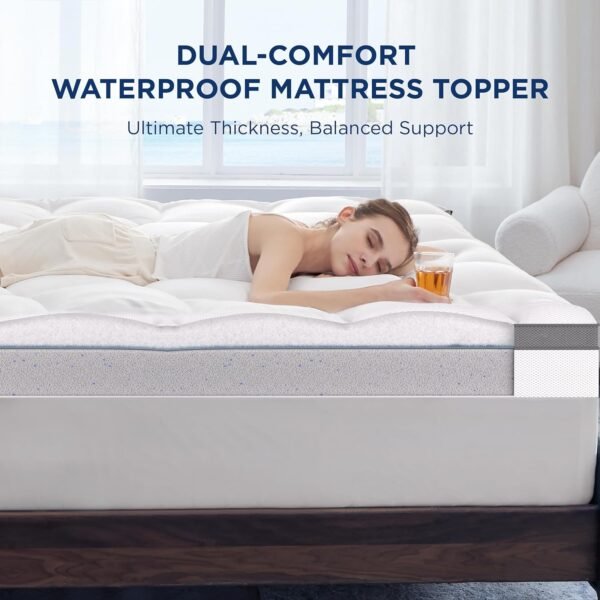 Bedsure Twin XL 4.5 Inch Memory Foam Mattress Topper for College Dorm, Dual Layer 2.5" Gel Memory Foam and 2" Waterproof Mattress Pad Dorm Room Essential, Extra Long Twin Pillow Top for Back Pain - Image 3